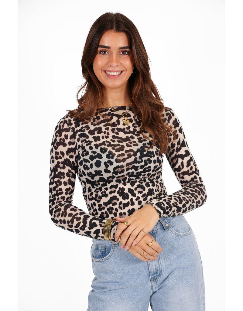 21Jewelz Cashmere top met ronde hals - panterprint