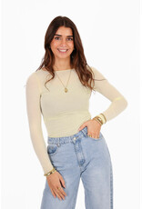 21Jewelz Cashmere top met ronde hals - lichtgeel