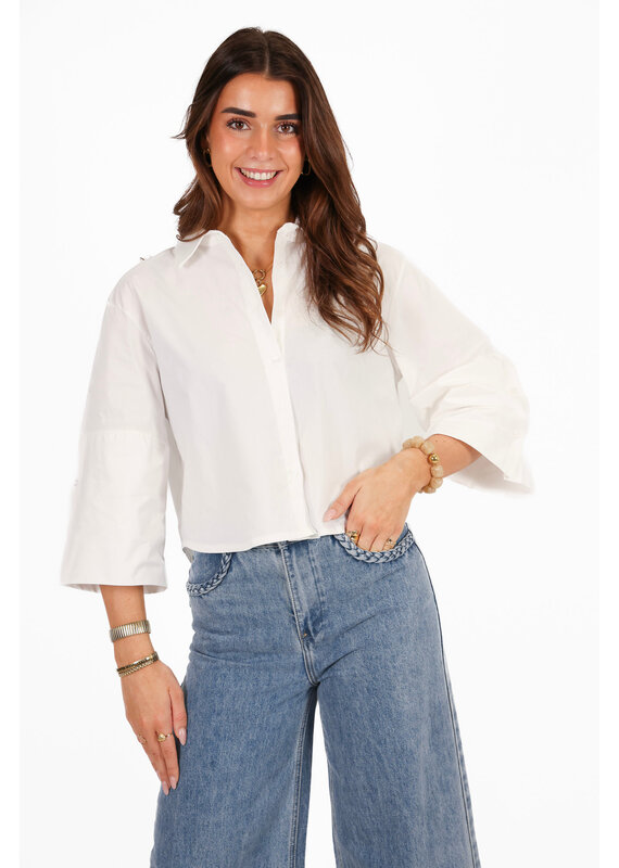21Jewelz Effen blousje met uitlopende mouwen - wit
