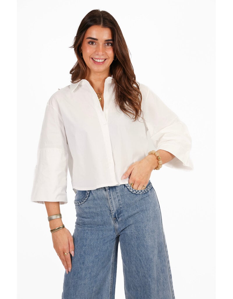 21Jewelz Effen blousje met uitlopende mouwen - wit