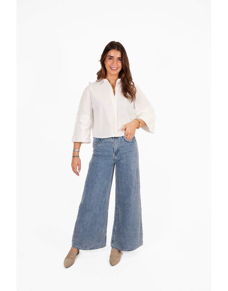 21Jewelz Wide leg jeans met vlecht details - blauw