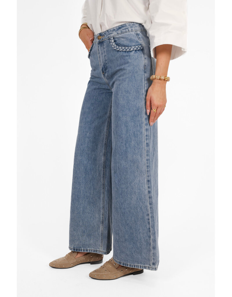 21Jewelz Wide leg jeans met vlecht details - blauw