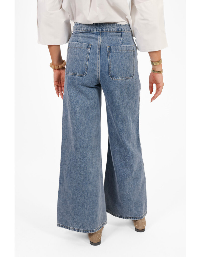 21Jewelz Wide leg jeans met vlecht details - blauw