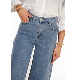 21Jewelz Wide leg jeans met vlecht details - blauw