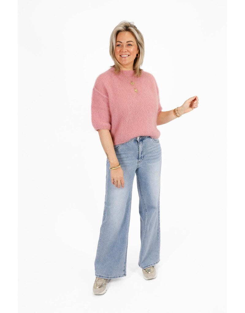 21Jewelz Losvallend wollig truitje met korte mouw - oudroze