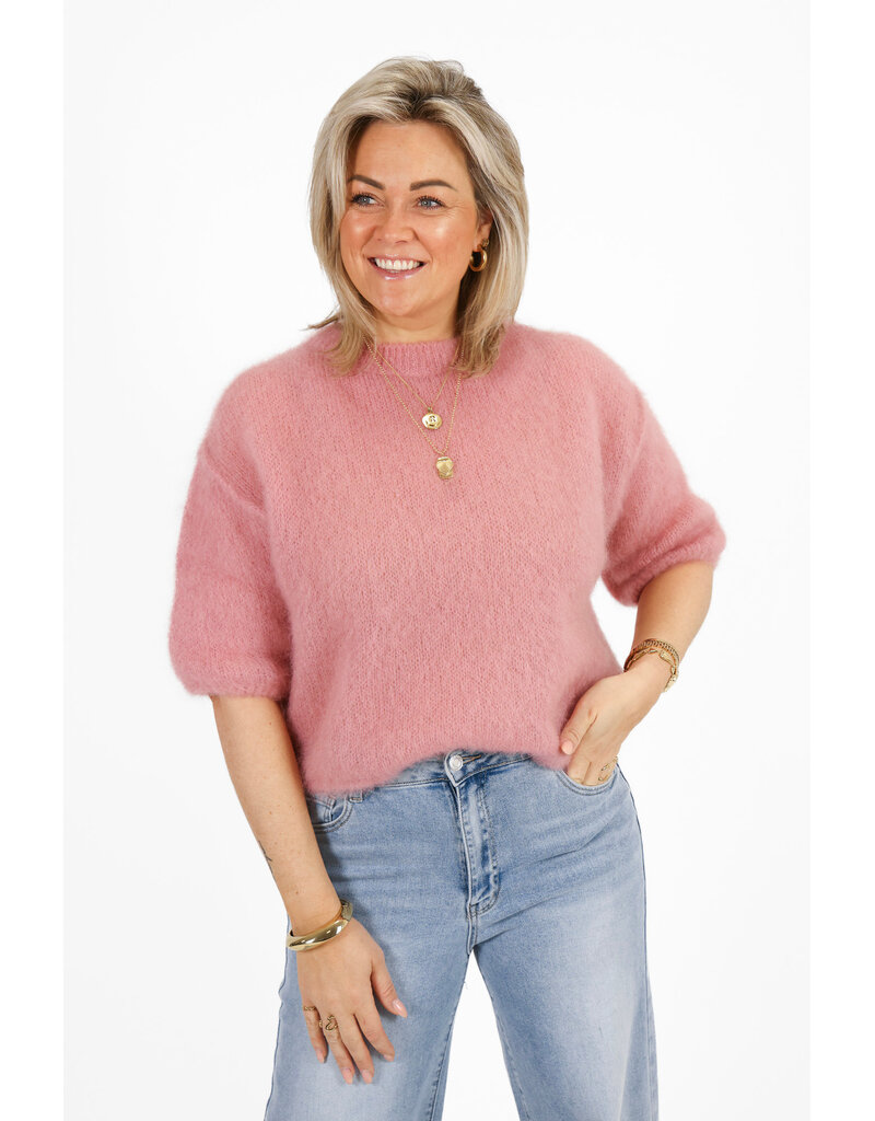 21Jewelz Losvallend wollig truitje met korte mouw - oudroze
