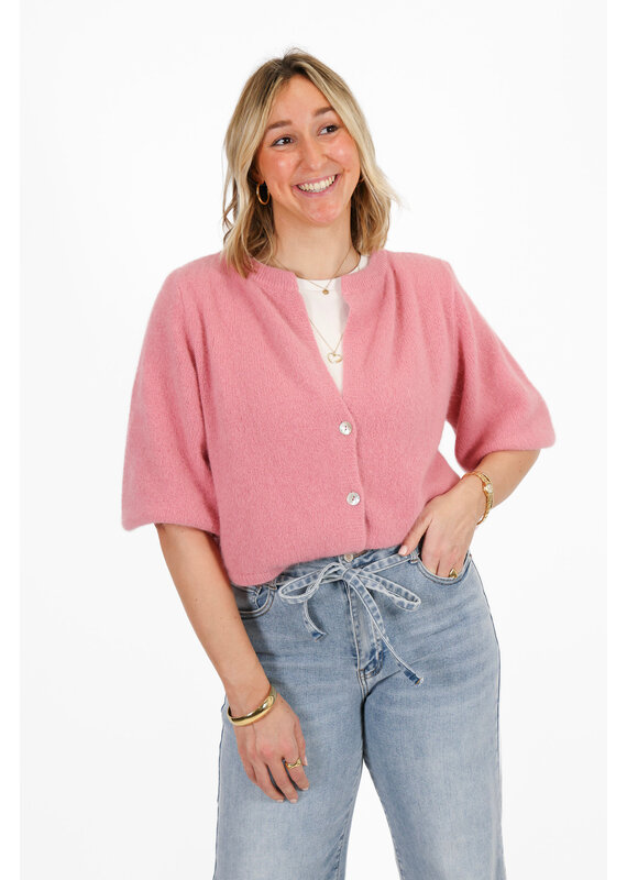 21Jewelz Wollig vestje met schoudervulling - roze