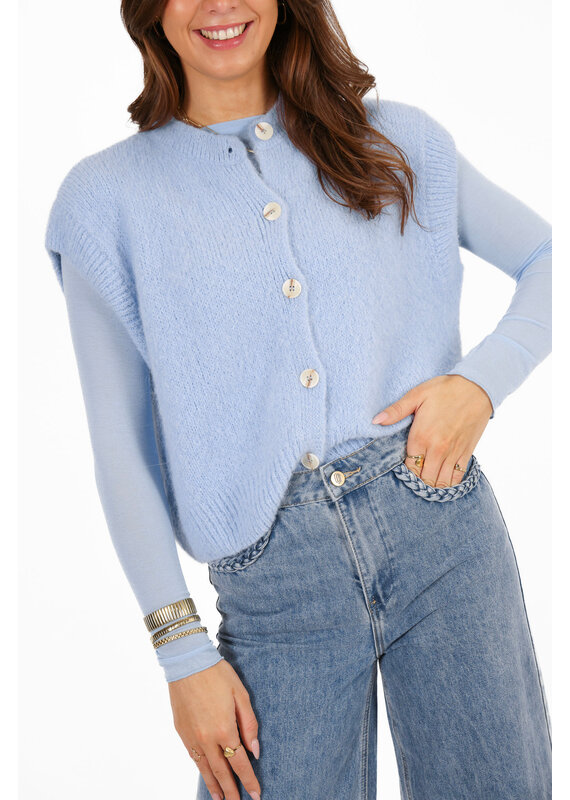 21Jewelz Wollig gilet met knoopjes - blauw