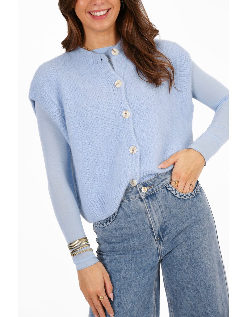 21Jewelz Wollig gilet met knoopjes - blauw