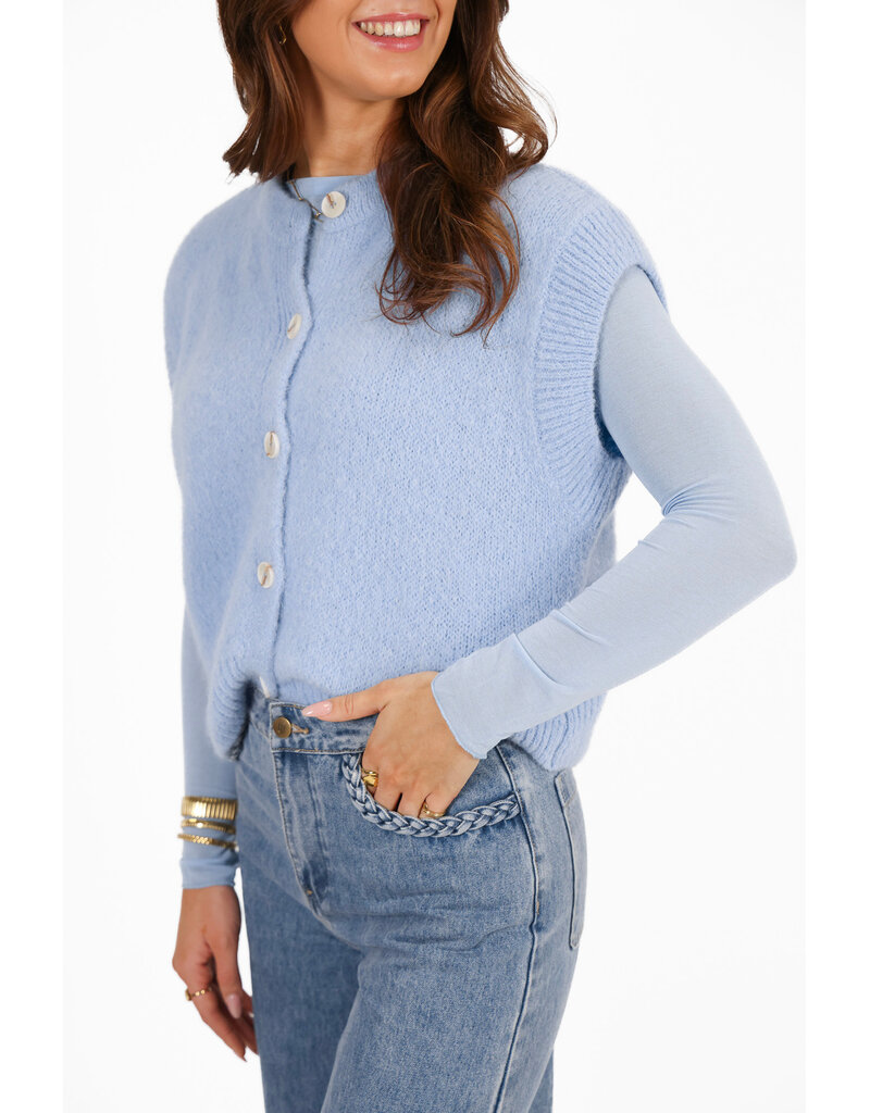 21Jewelz Wollig gilet met knoopjes - blauw