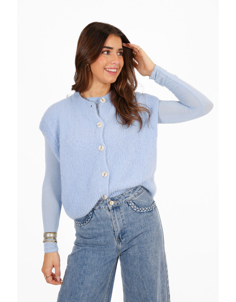 21Jewelz Wollig gilet met knoopjes - blauw
