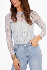 21Jewelz Kanten top met bloemen patroon - blauw