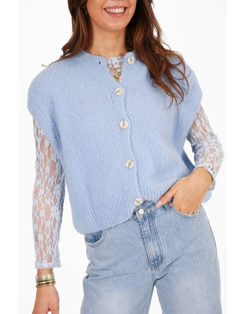 21Jewelz Wollig gilet met knoopjes - blauw