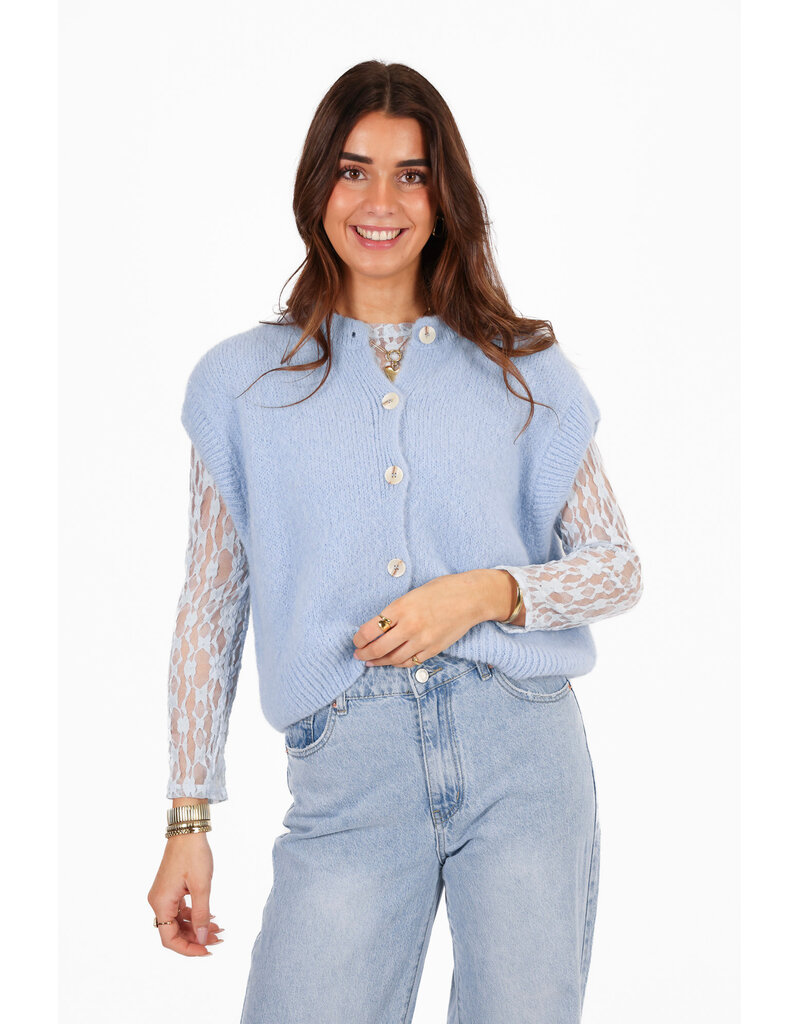 21Jewelz Wollig gilet met knoopjes - blauw