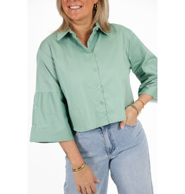 21Jewelz Effen blousje met uitlopende mouwen - groen