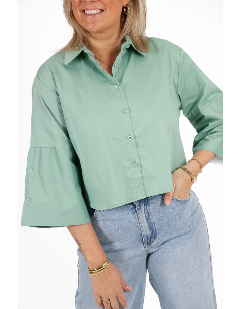 21Jewelz Effen blousje met uitlopende mouwen - groen