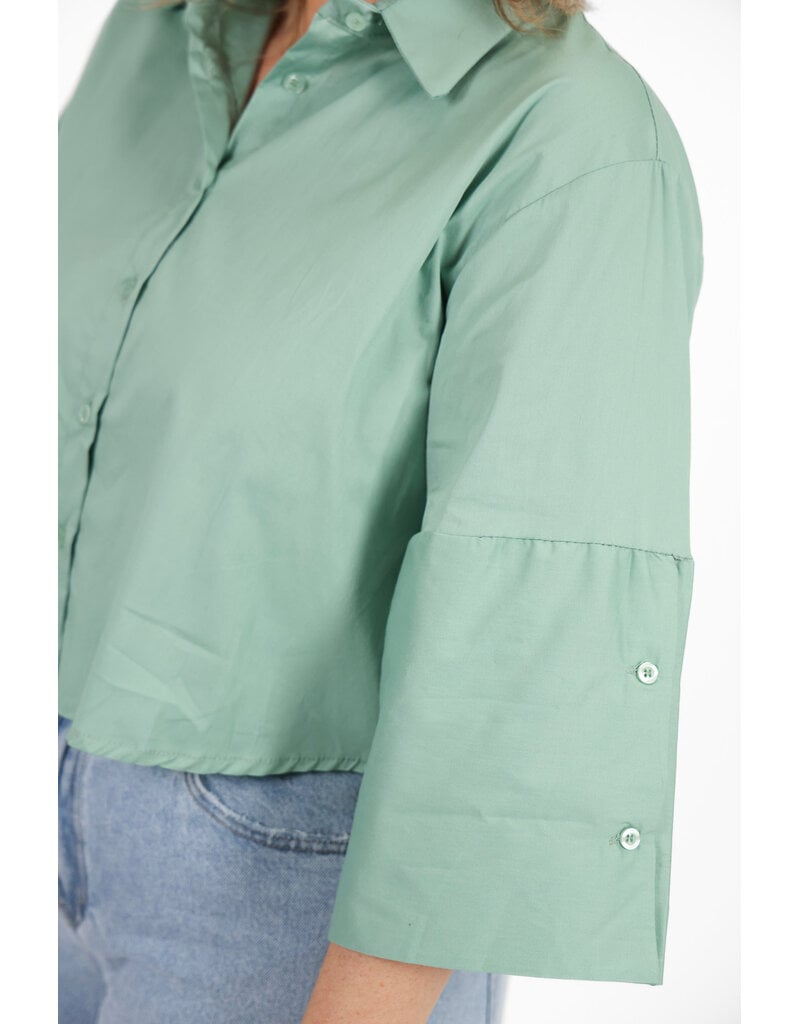 21Jewelz Effen blousje met uitlopende mouwen - groen