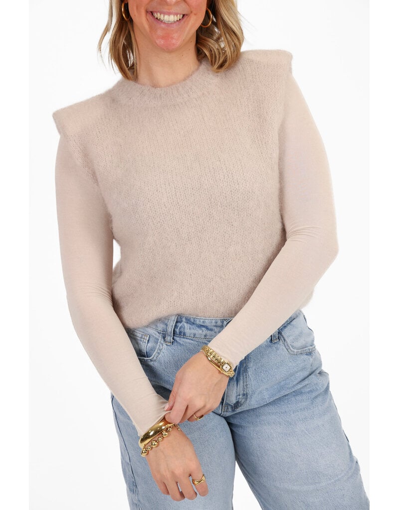 21Jewelz Mohair top met schoudervulling - beige