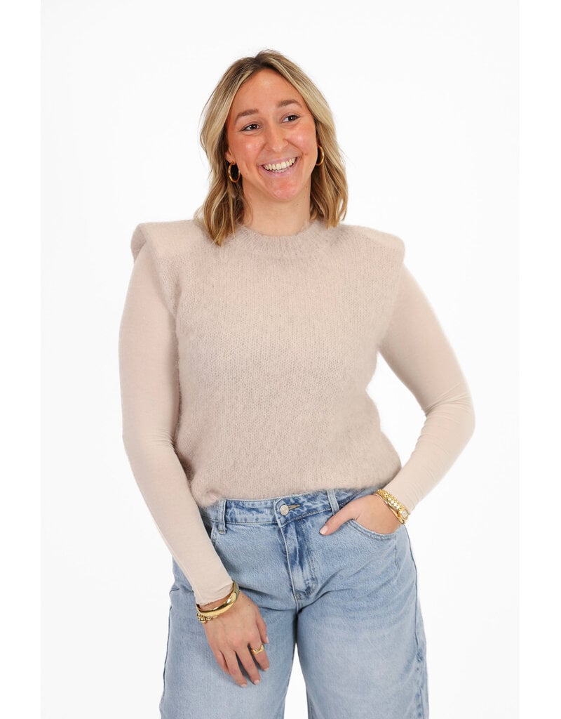 21Jewelz Mohair top met schoudervulling - beige
