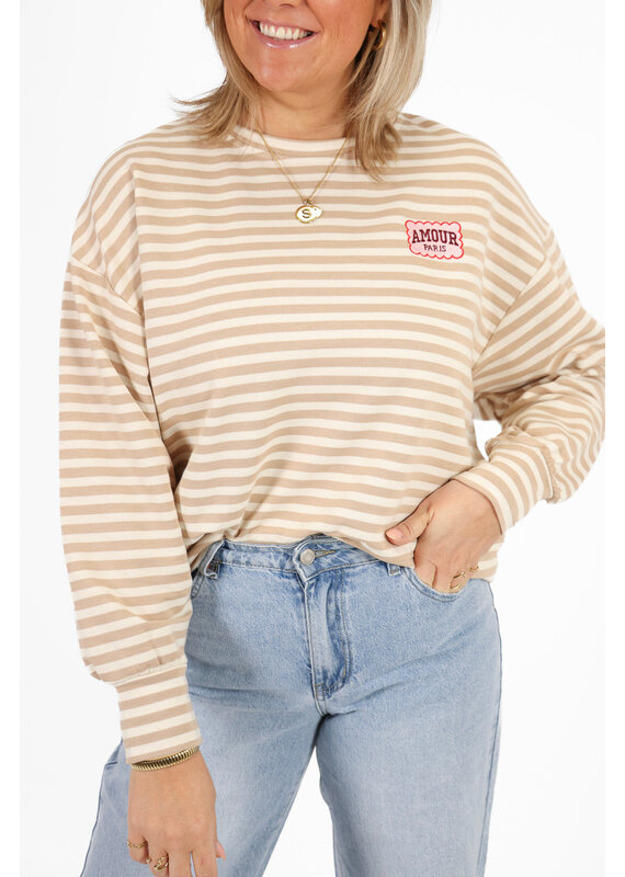 21Jewelz Strepen sweater amour paris - beige