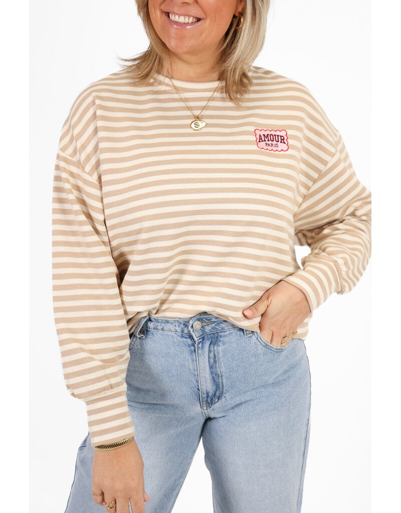 21Jewelz Strepen sweater amour paris - beige