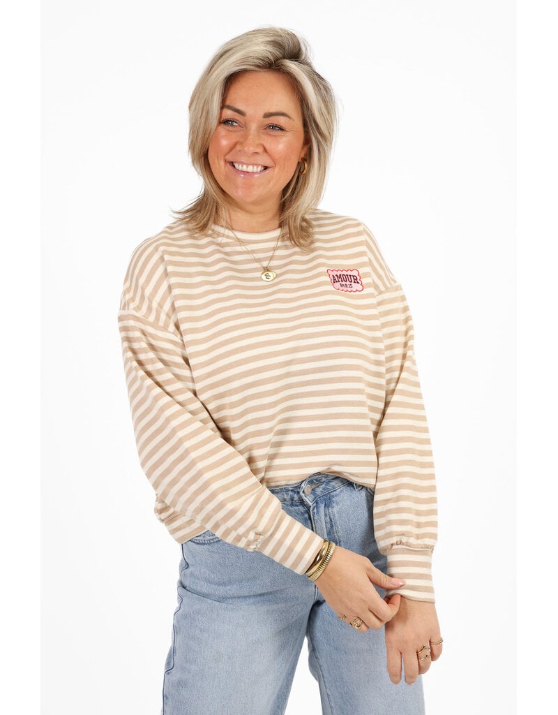21Jewelz Strepen sweater amour paris - beige
