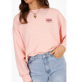 21Jewelz Strepen sweater amour paris - lichtroze