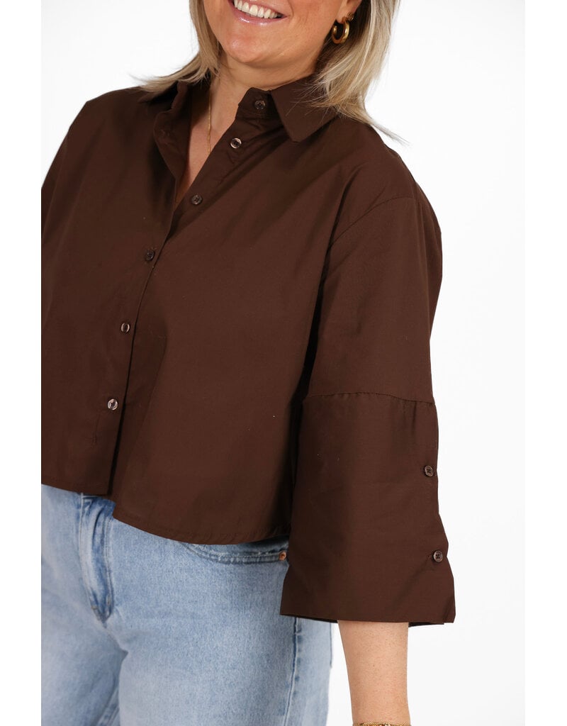 21Jewelz Effen blousje met uitlopende mouwen - bruin