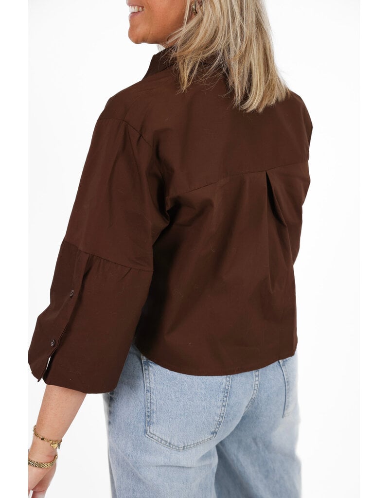 21Jewelz Effen blousje met uitlopende mouwen - bruin