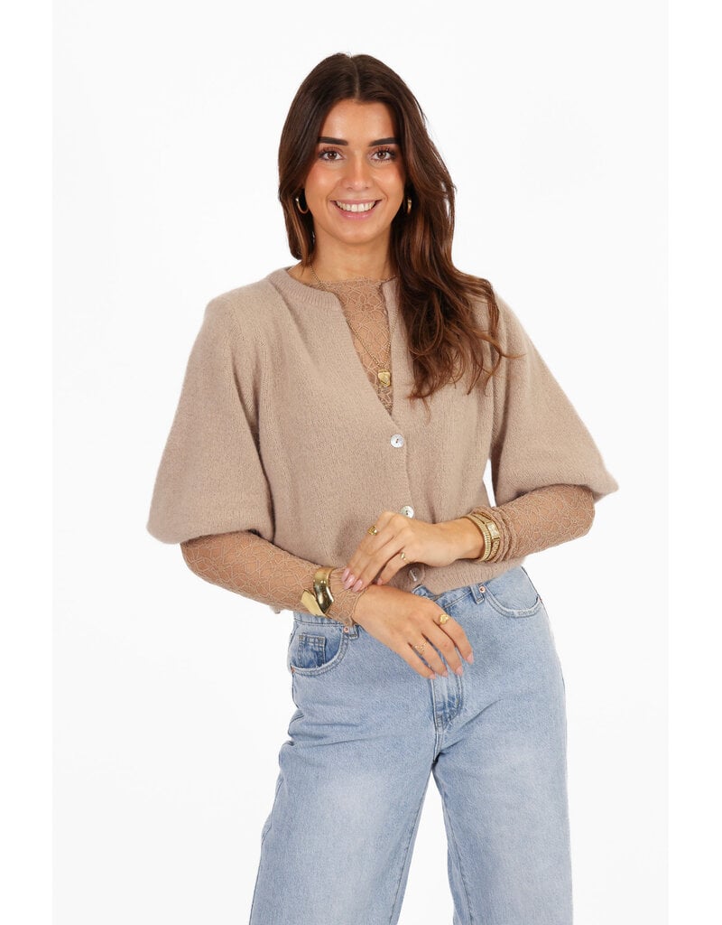 21Jewelz Wollig vestje met schoudervulling - beige