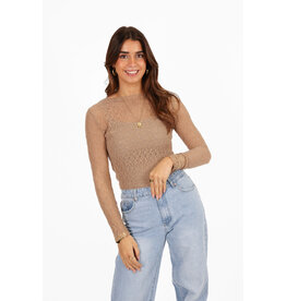 21Jewelz Kanten top - donker beige