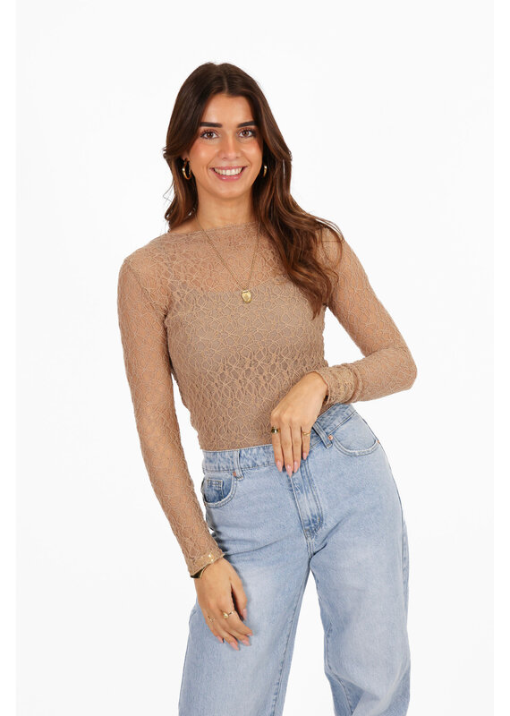21Jewelz Kanten top - donker beige