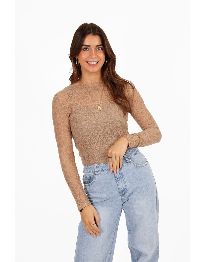 21Jewelz Kanten top - donker beige