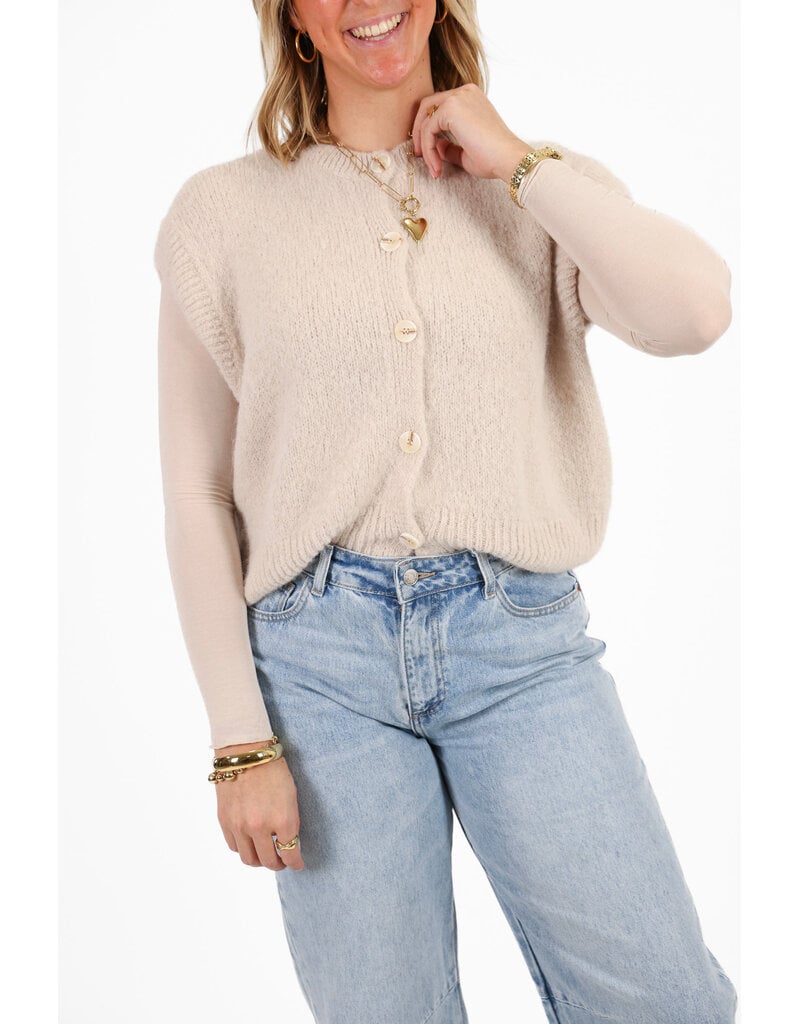 21Jewelz Wollig gilet met knoopjes - beige