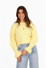 21Jewelz Effen wollige trui met ruffle mouwtje - lichtgeel