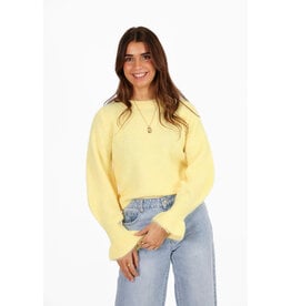 21Jewelz Effen wollige trui met ruffle mouwtje - lichtgeel