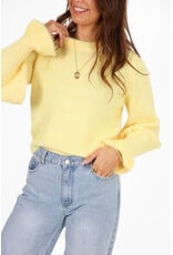 21Jewelz Effen wollige trui met ruffle mouwtje - lichtgeel