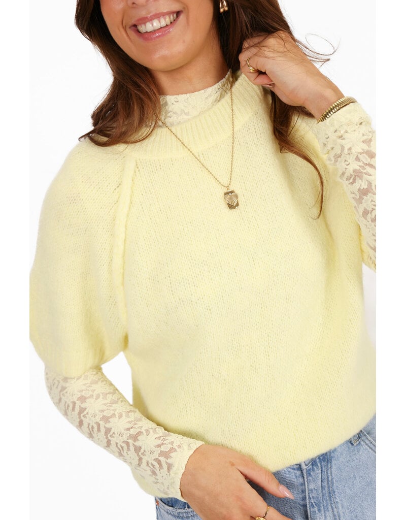 21Jewelz Truitje met opvallende naad - lichtgeel