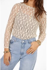 21Jewelz Kanten top met bloemen patroon  - ecru