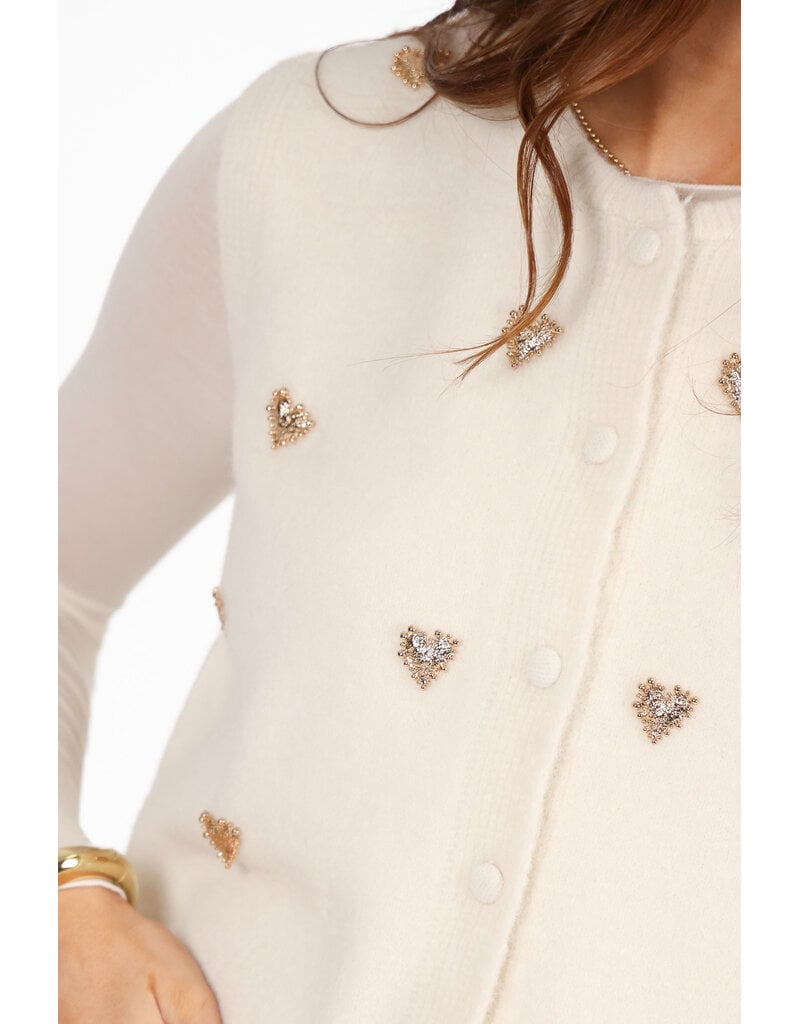 21Jewelz Gilet met gouden hartjes - ecru