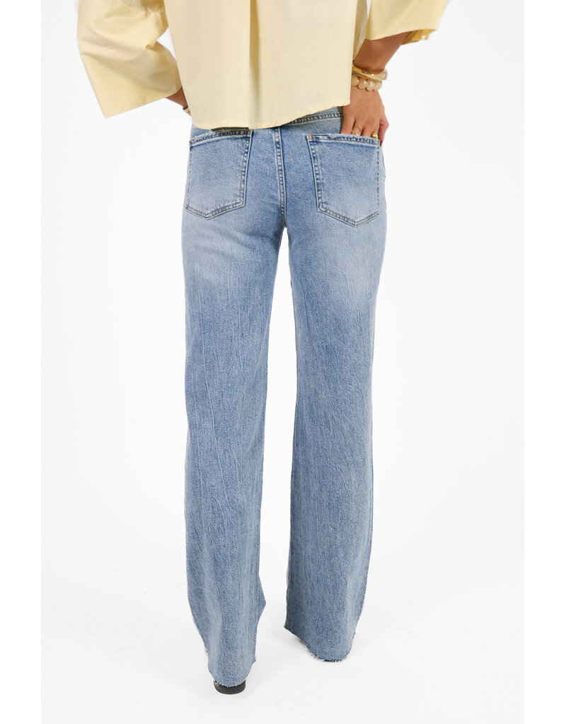 21Jewelz Gerafelde wide leg jeans extra tall - blauw