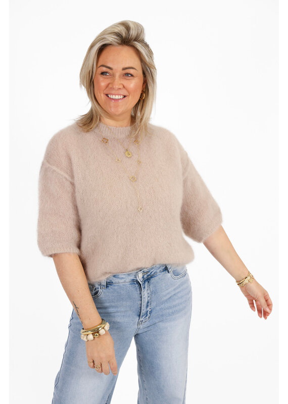 21Jewelz Losvallend wollig truitje met korte mouw - beige