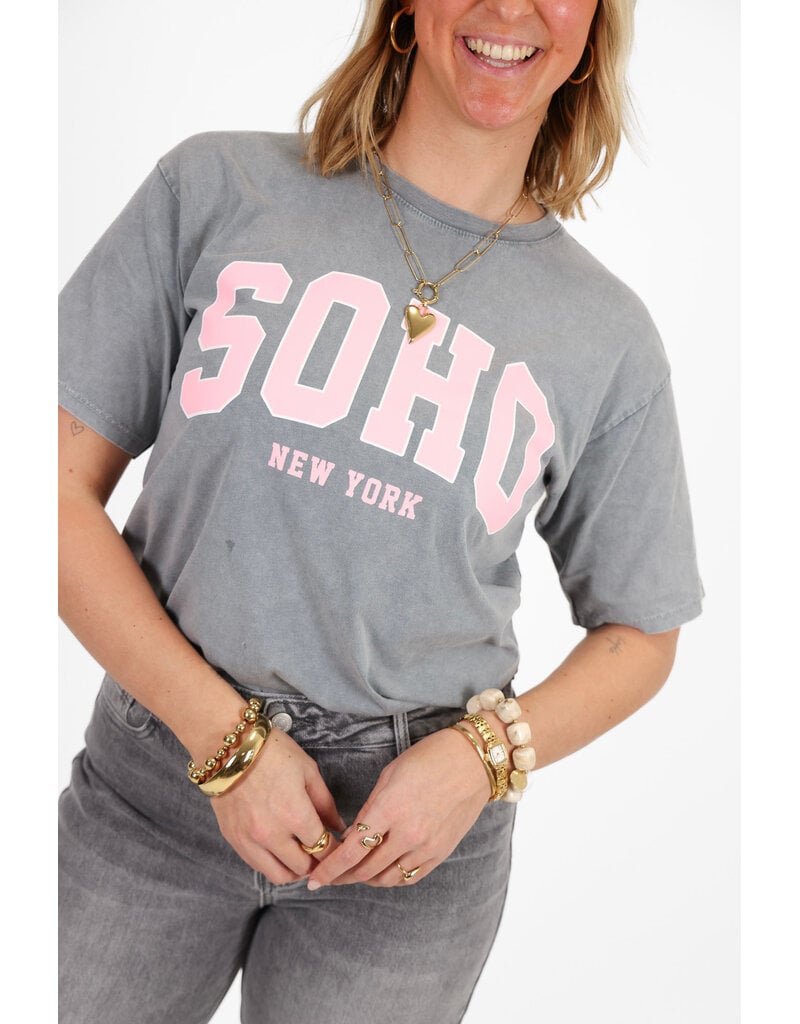 Soho t-shirt - grijs/roze