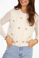 21Jewelz Gilet met gouden hartjes - ecru