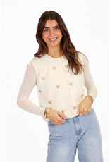21Jewelz Gilet met gouden hartjes - ecru