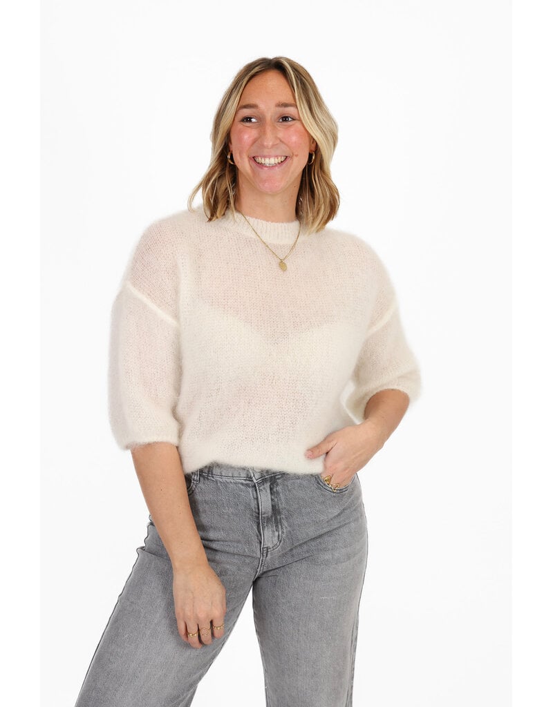 21Jewelz Losvallend wollig truitje met korte mouw - ecru