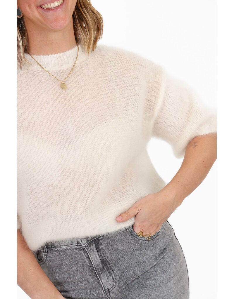 21Jewelz Losvallend wollig truitje met korte mouw - ecru