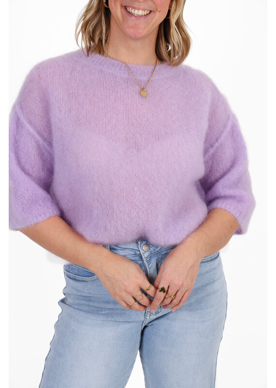 21Jewelz Losvallend wollig truitje met korte mouw - lila