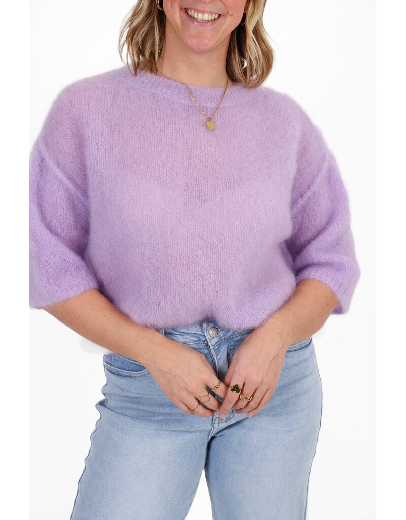 21Jewelz Losvallend wollig truitje met korte mouw - lila