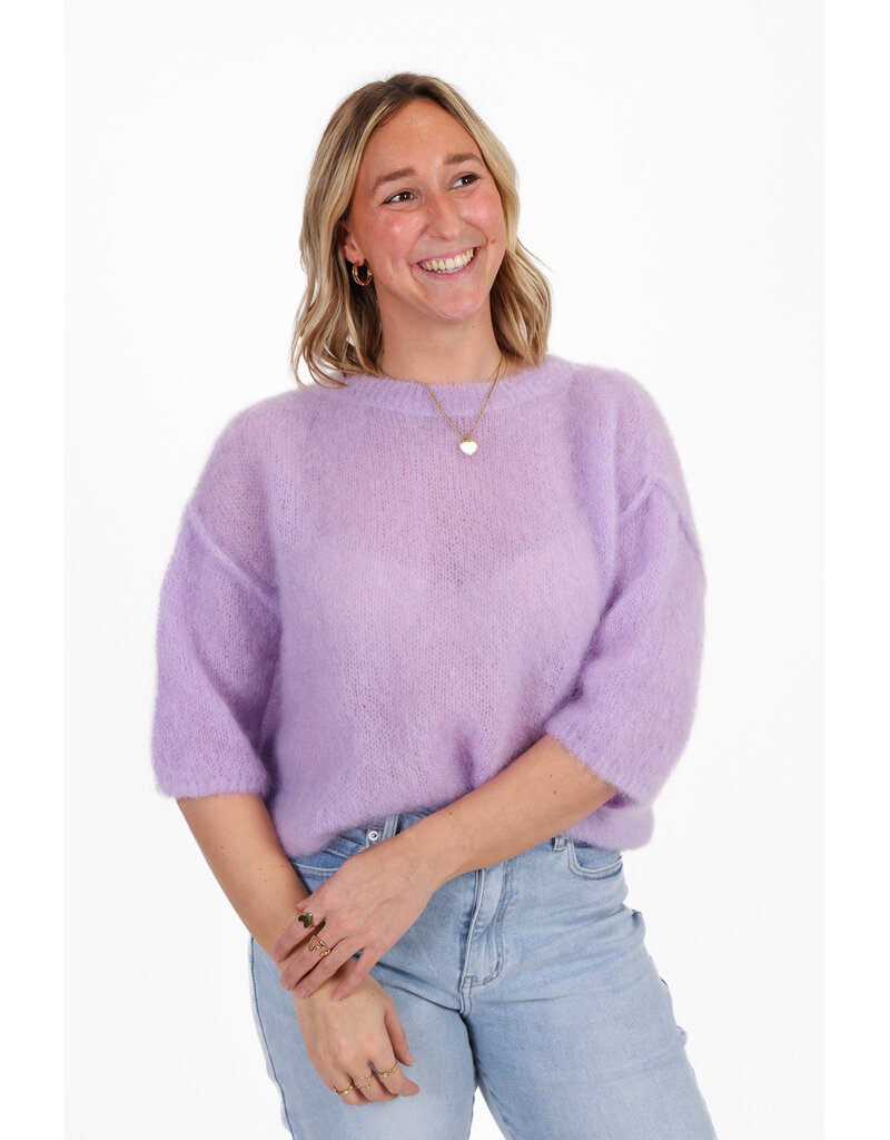 21Jewelz Losvallend wollig truitje met korte mouw - lila